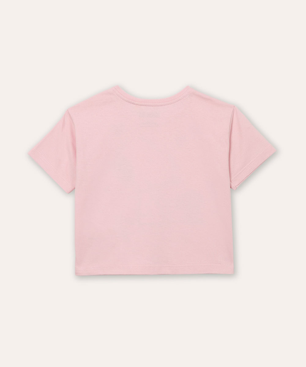 cropped infantil de algodão snoopy com glitter rosa