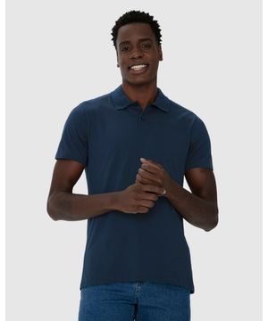 Camisa Básica Masculina Polo Gola Esporte Em Algodão Malwee Azul