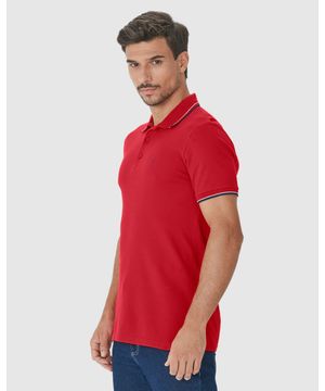 Camisa Polo Básica Masculina Em Piquet Premium Malwee Vermelho