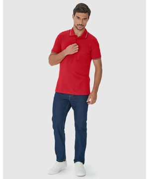 Camisa Polo Básica Masculina Em Piquet Premium Malwee Vermelho