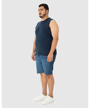 Regata Básica Masculina Plus Size Cava Ajustada Em Algodão Malwee Azul