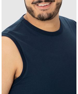 Regata Básica Masculina Plus Size Cava Ajustada Em Algodão Malwee Azul