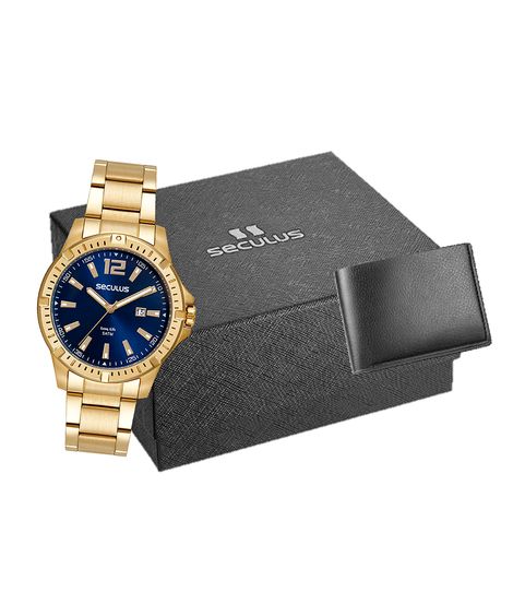 relógio seculus analógico calendário 44208gpsvda3k dourado