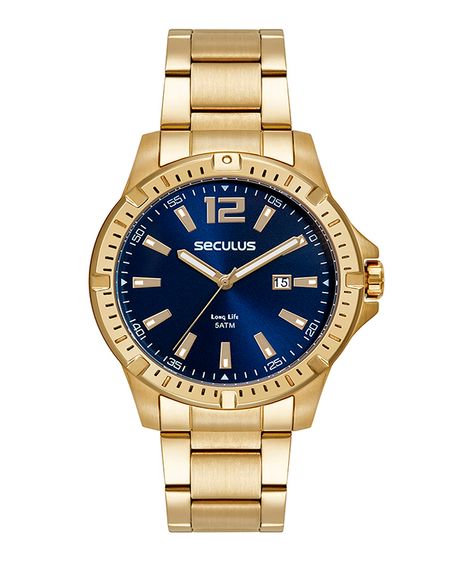 relógio seculus analógico calendário 44208gpsvda3k dourado