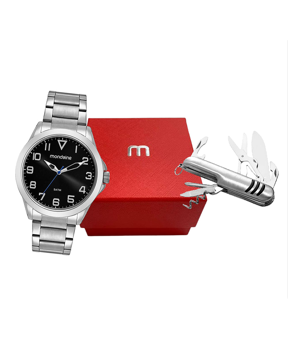 relógio mondaine analógico 32605g0mvne2kb - prata