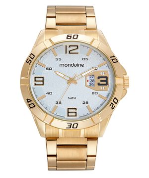 relógio mondaine analógico calendário 32650gpmvde3kk dourado