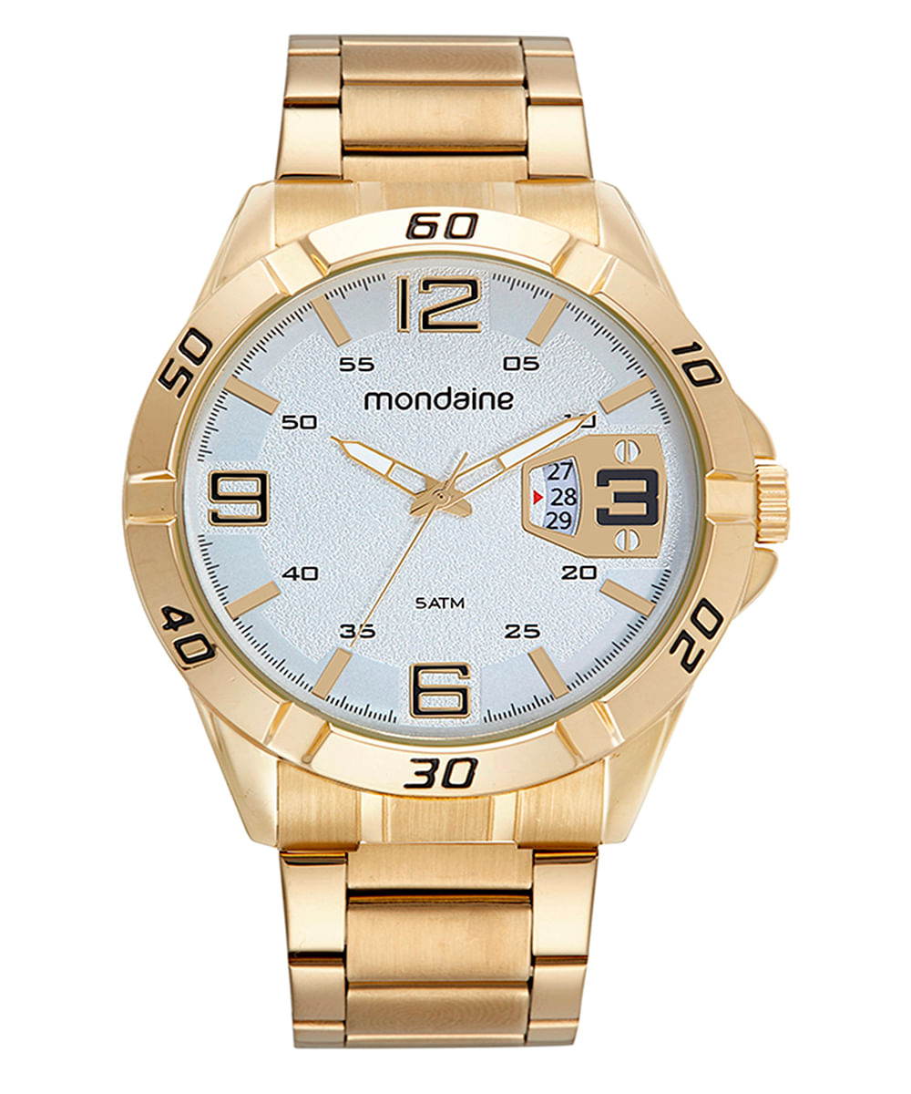 relógio mondaine analógico calendário 32650gpmvde3kk dourado