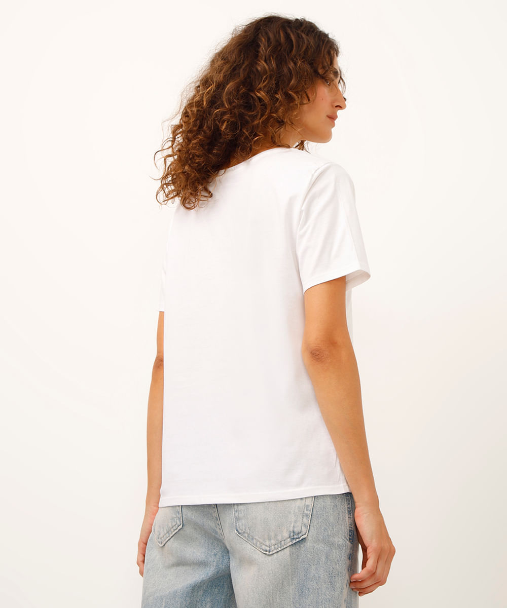 camiseta de algodão floral off white