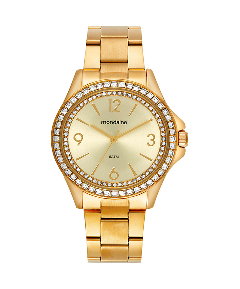 relógio mondaine analógico 32837lpmvde1k dourado