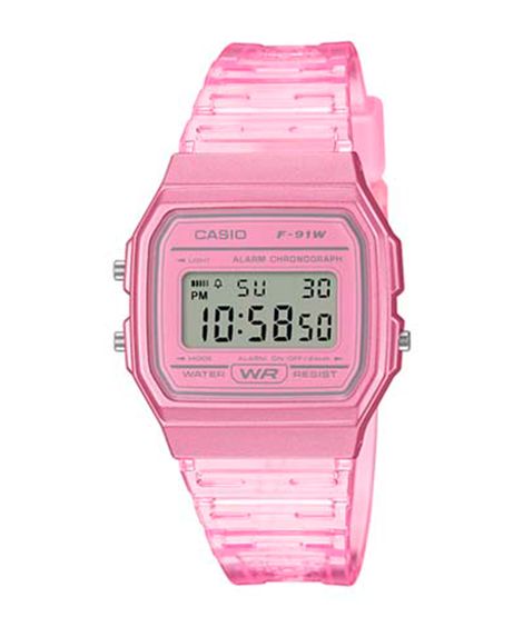relógio casio digital f91ws4df rosa