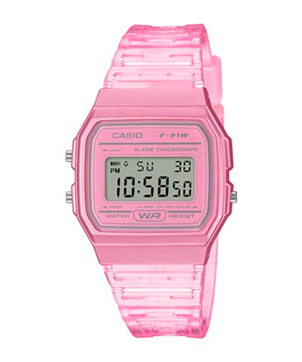 relógio casio digital f91ws4df rosa
