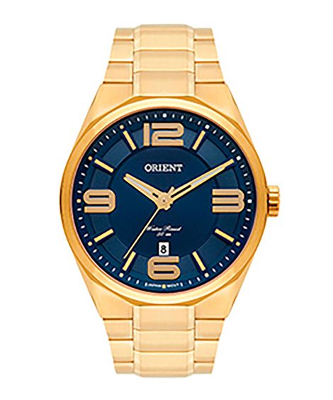 relógio masculino orient analógico calendário mgss1151 d2kx dourado