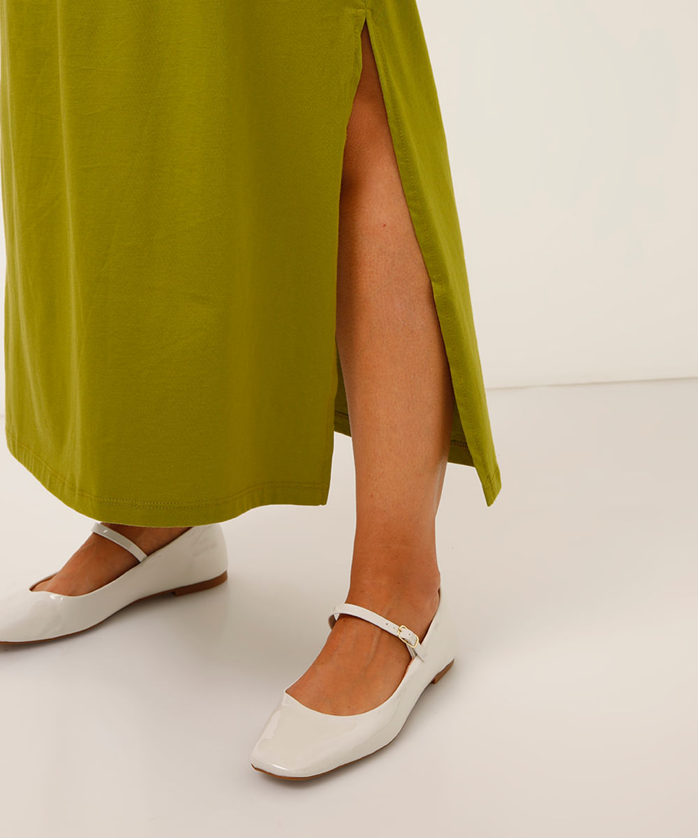 vestido longo de algodão decote v verde