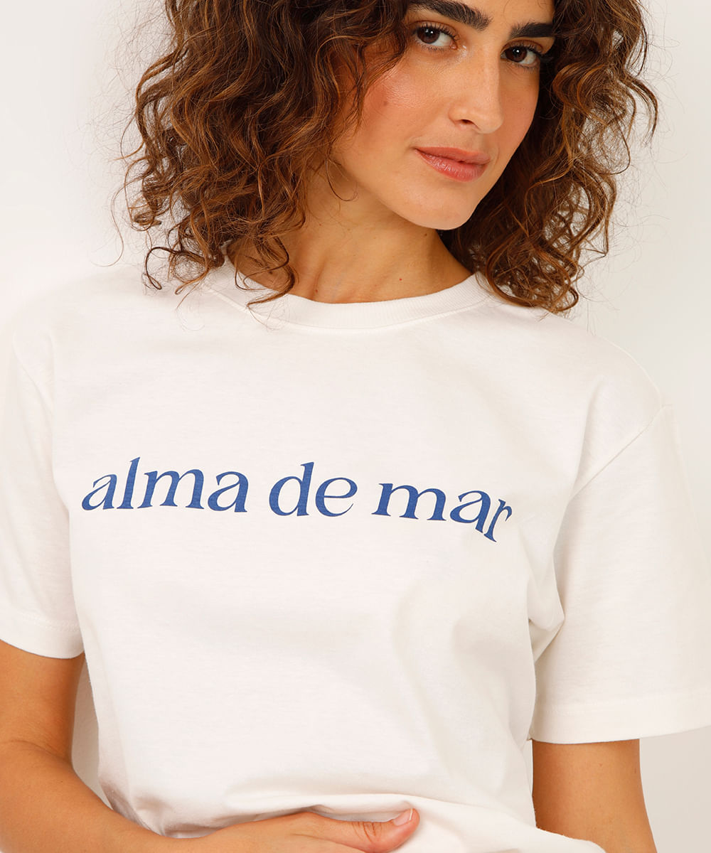 camiseta de algodão manga curta alma de mar off white