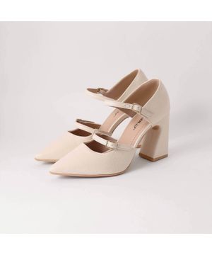 Sapato Boneca Silvana Salto Alto Off White PIccadilly