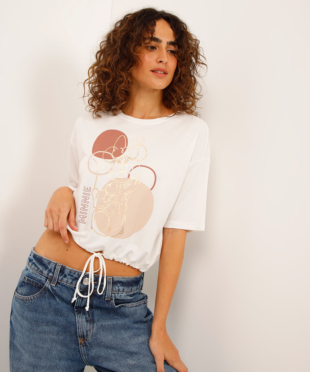 blusa de viscose com amarração minnie off white