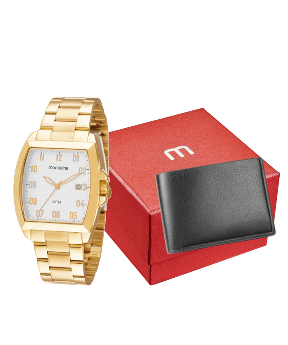relógio mondaine analógico calendário 83497gpmvde1ka dourado