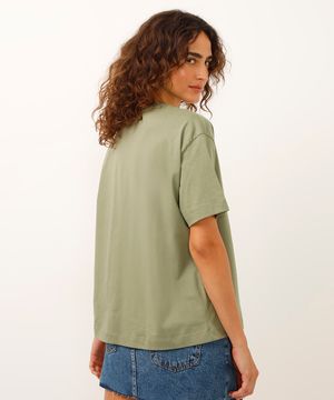 camiseta oversized de algodão manga curta verde