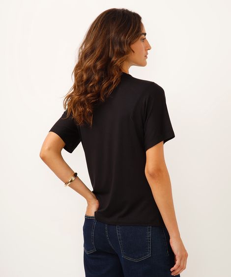 blusa de viscose com botões preta