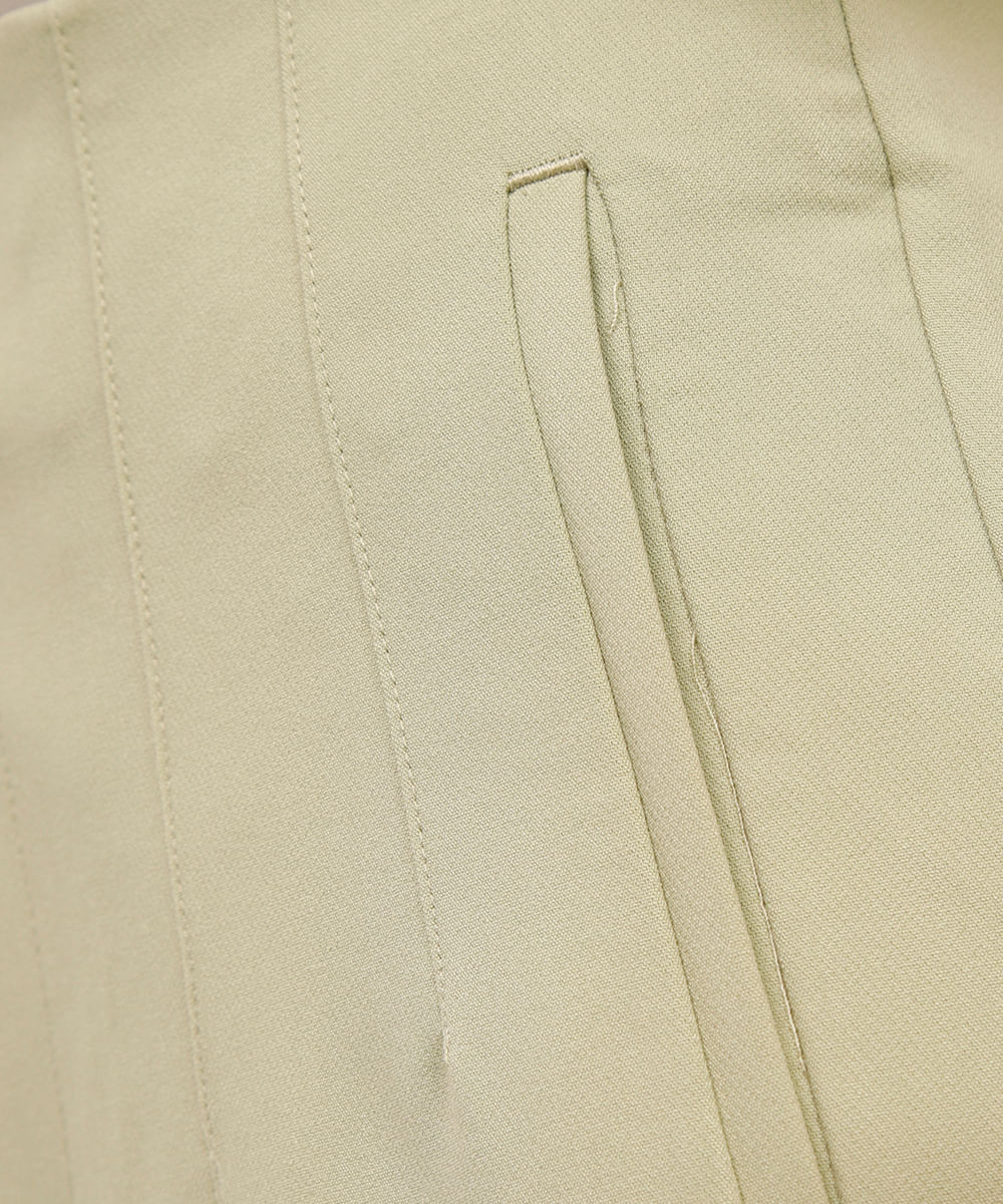 calça alfaiataria cintura alta com pences - verde médio