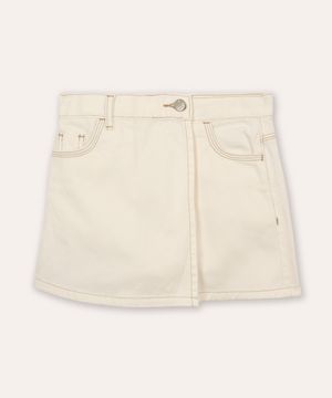 short saia de sarja infantil  off white