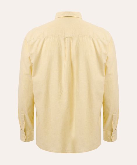 camisa com linho plus size comfort manga longa amarela