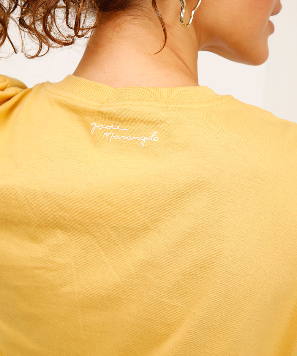 cropped de algodão peixe jade marangolo amarelo