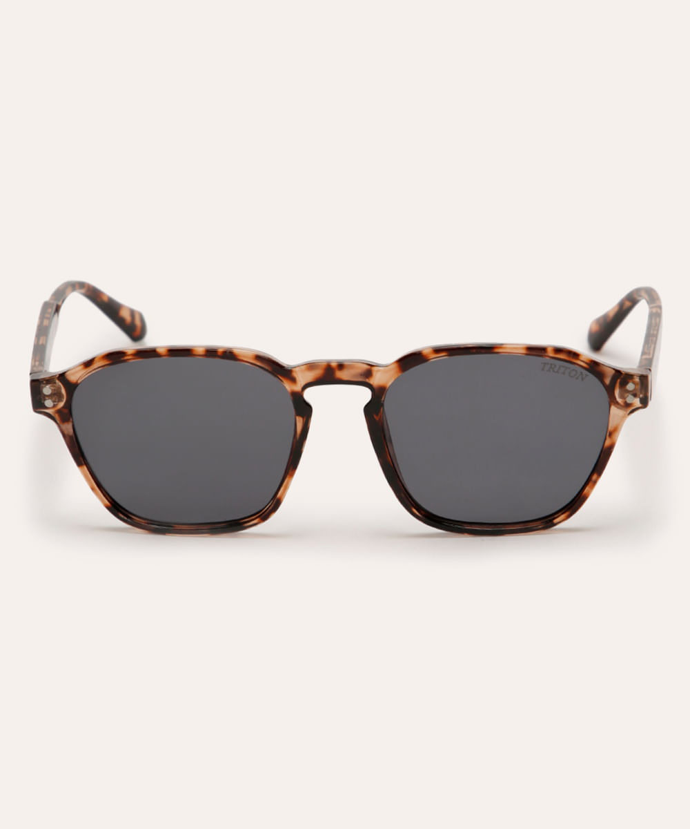 óculos de sol oval tartaruga triton marrom