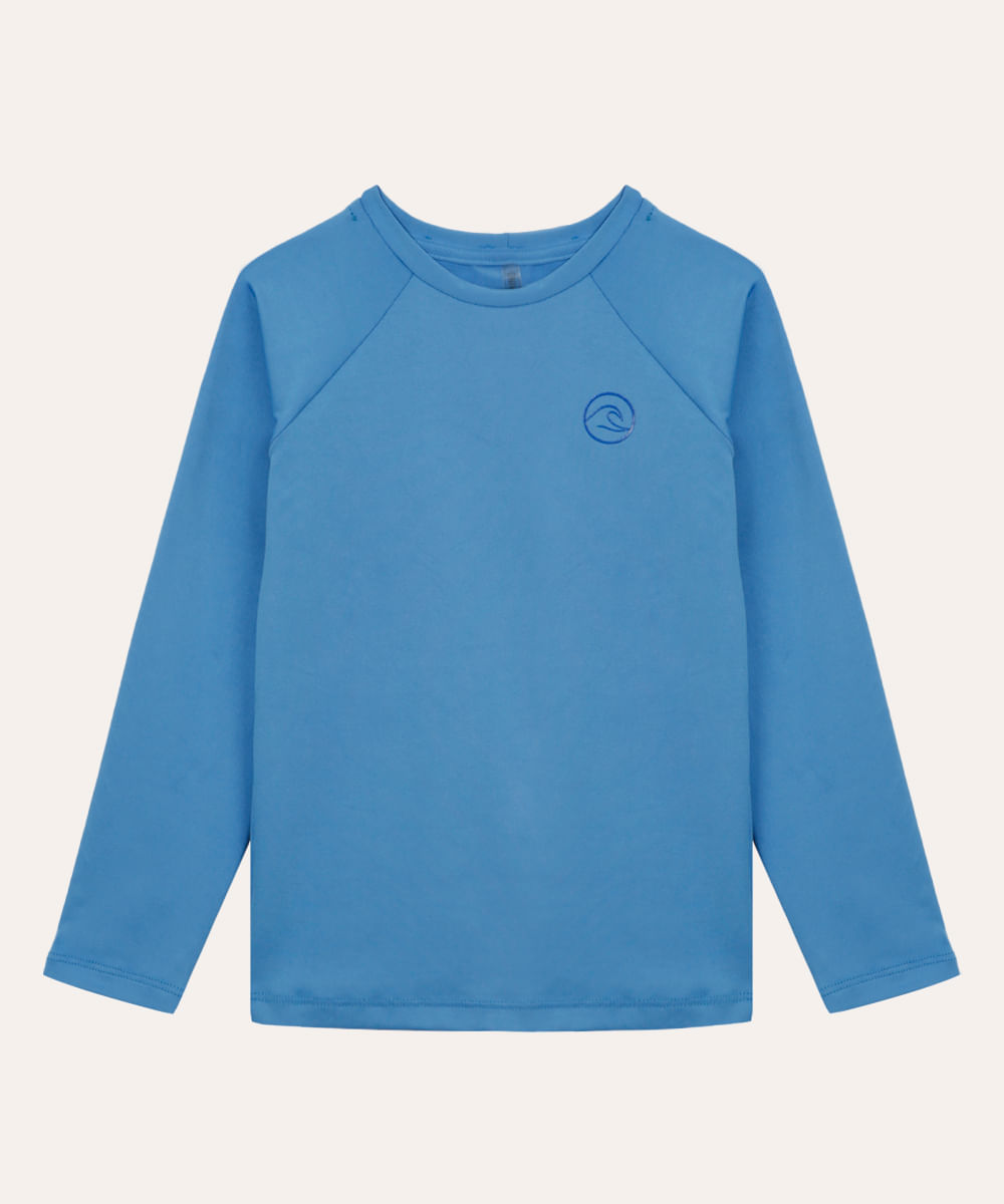 camiseta de praia infantil manga longa proteção uv azul