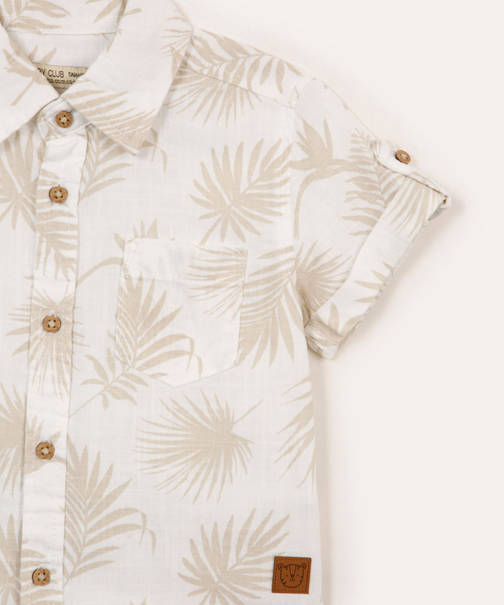 conjunto de algodão infantil folhagem manga curta branco