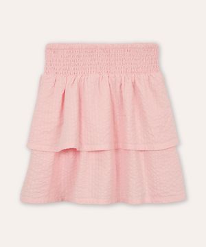 saia infantil com babados e lastex rosa
