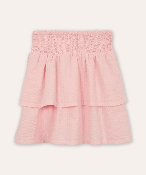 saia infantil com babados e lastex rosa