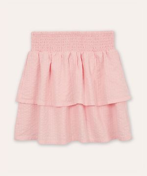 saia infantil com babados e lastex rosa