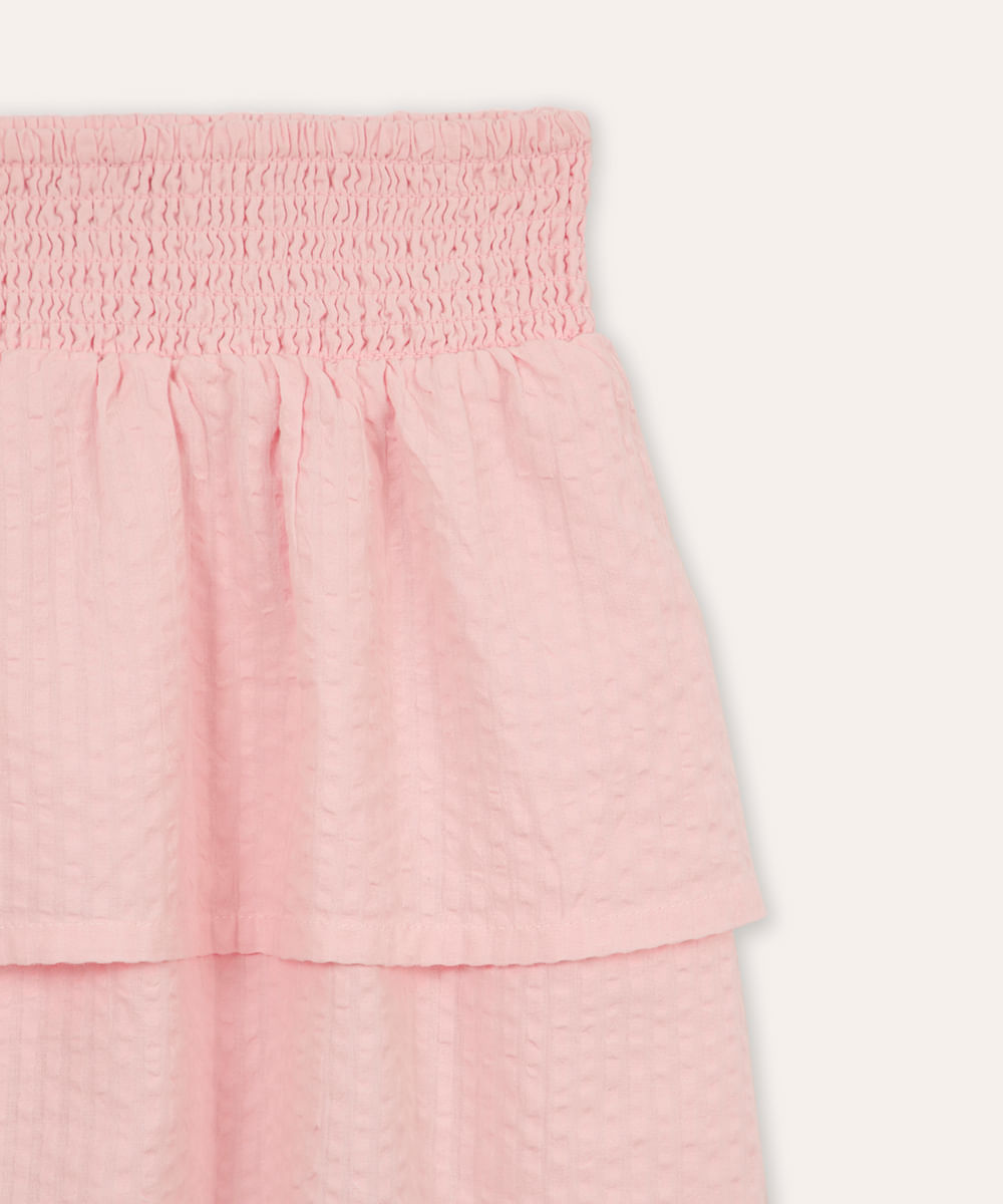 saia infantil com babados e lastex rosa