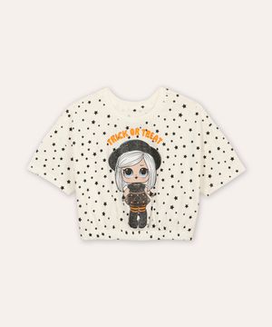 blusa de algodão infantil lol halloween off white