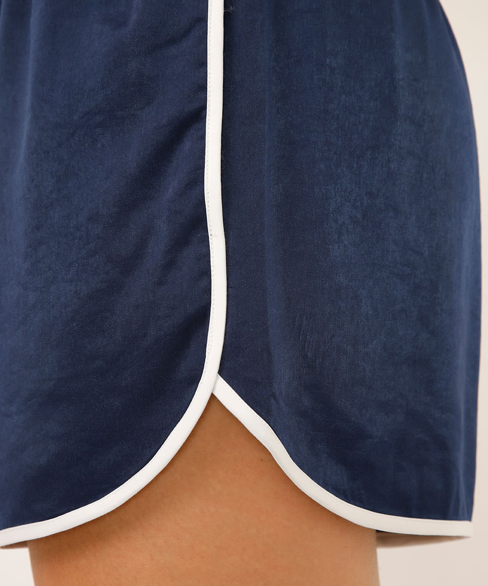 short runner cós com elástico bicolor azul