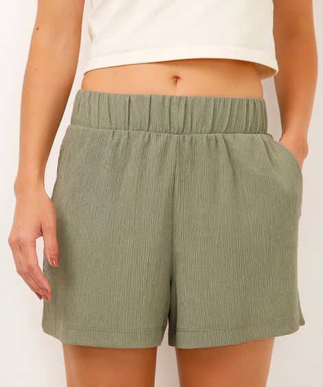 short curto cós com elástico texturizado verde