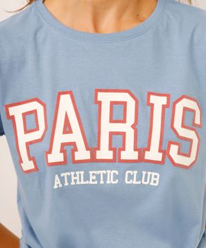 camiseta de algodão paris com amarração azul