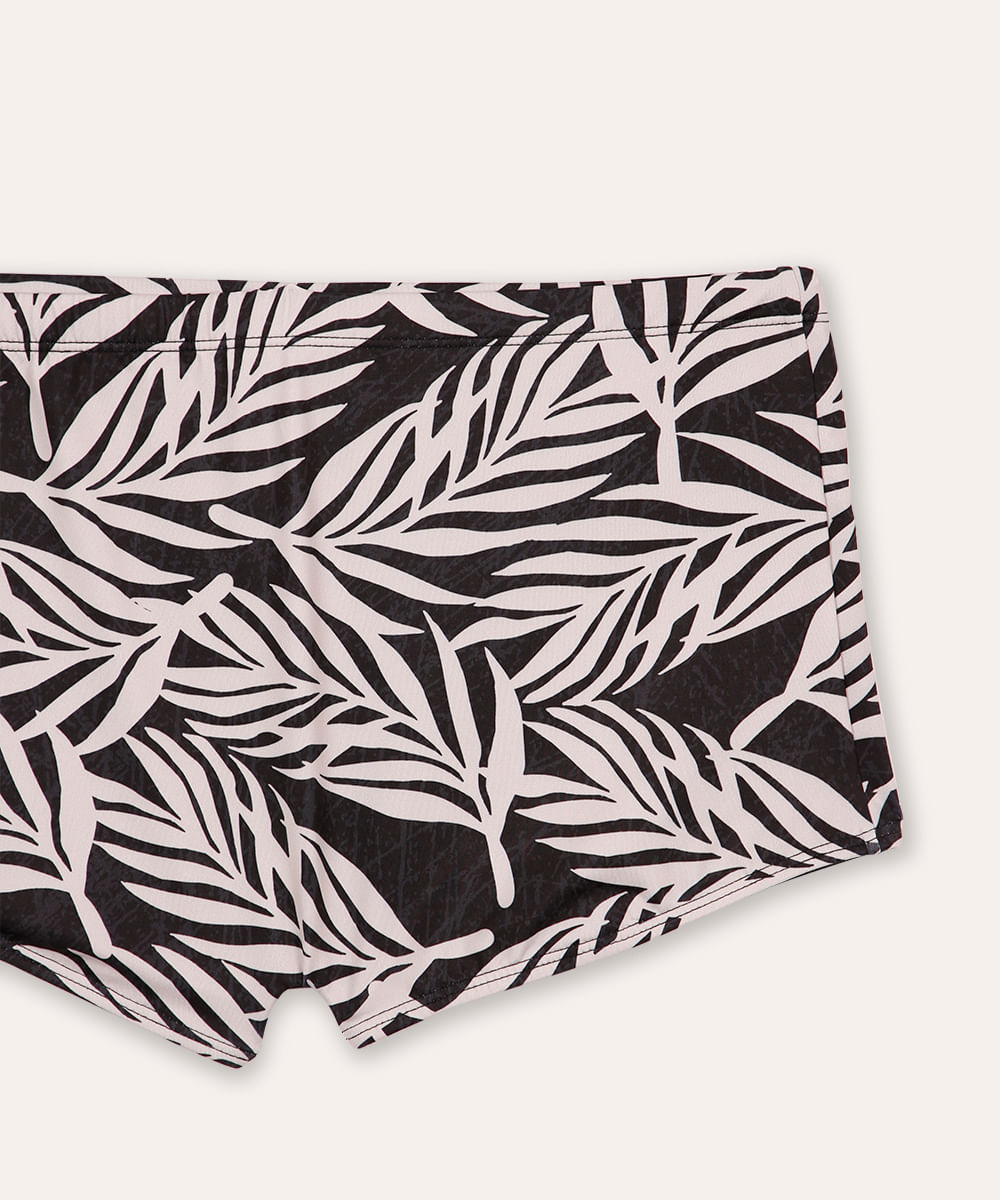 sunga boxer folhagem proteção uv cinza
