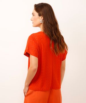 blusa de laise manga curta laranja