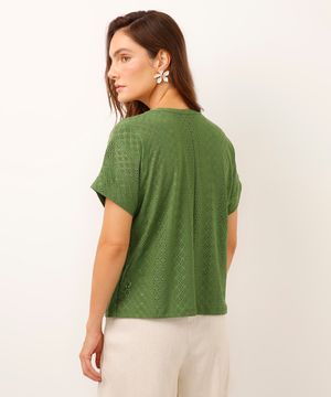 blusa de laise manga curta verde