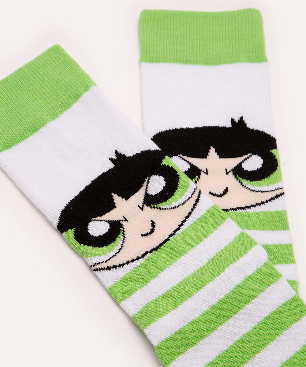 meia cano longo docinho as meninas super poderosas verde