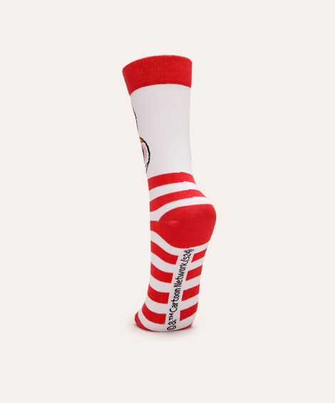 meia cano longo florzinha as meninas super poderosas vermelho