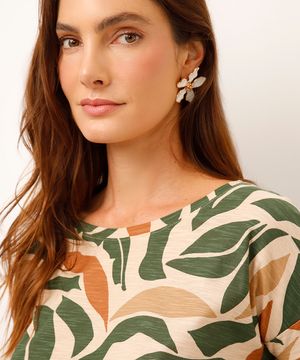 blusa de algodão folhagem verde