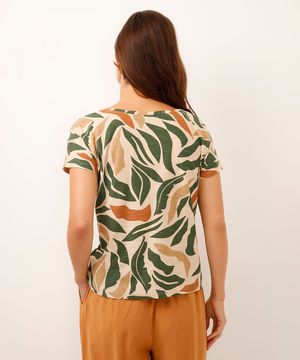 blusa de algodão folhagem verde