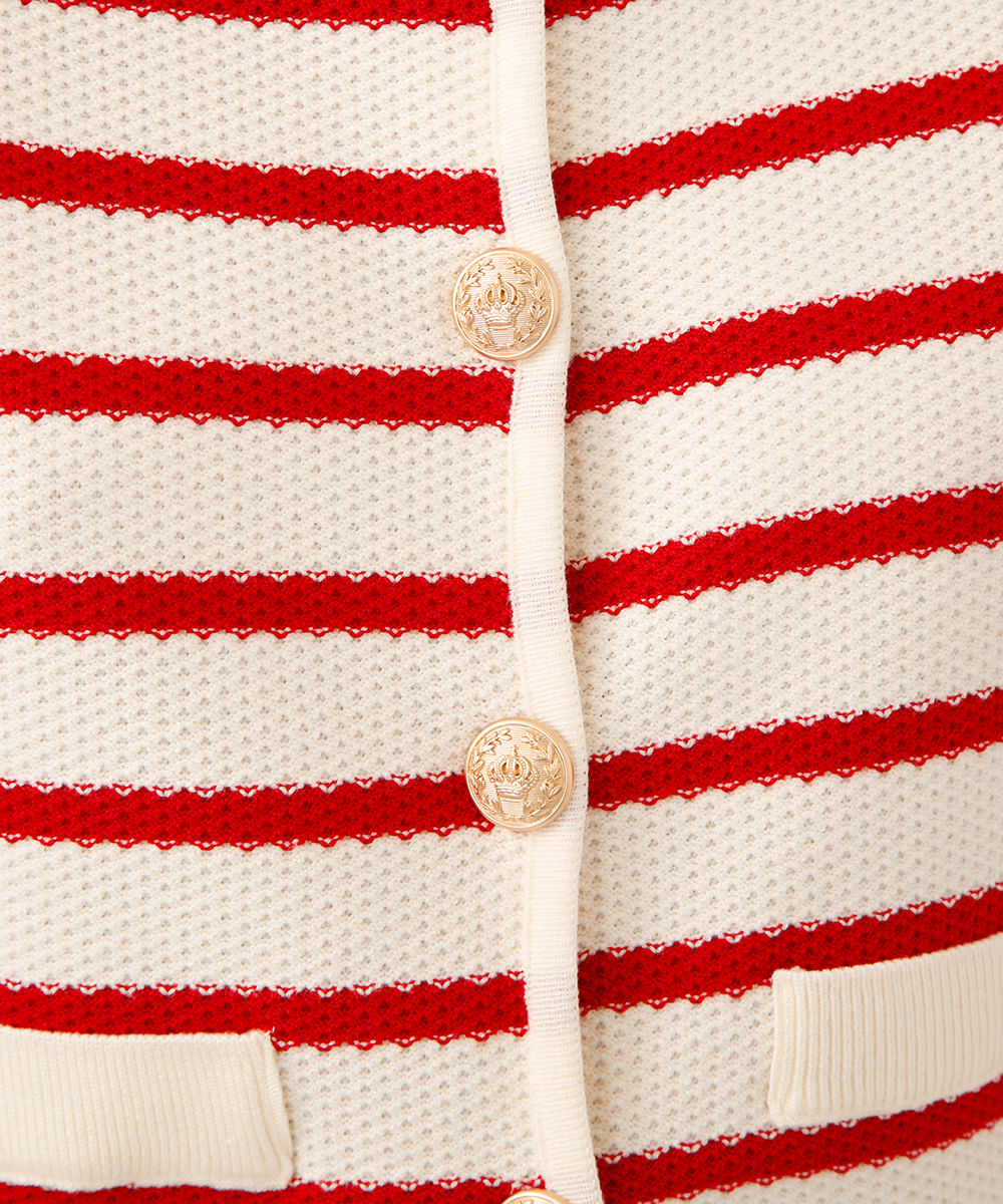 cardigan de tricot listrado vermelho