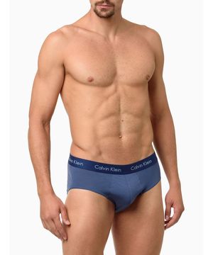 Cueca Brief de Modal Calvin Klein Underwear Marinho Com Azul Claro