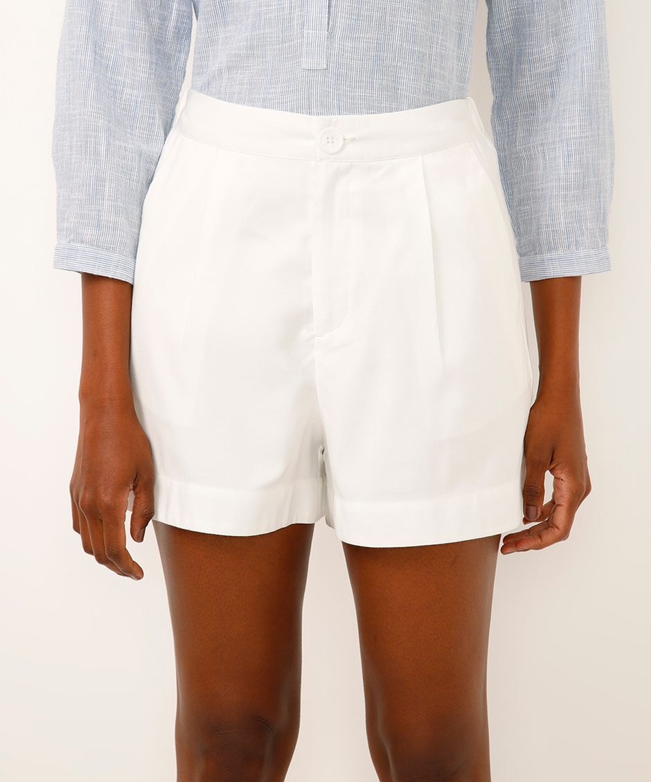 short de alfaiataria cintura alta - off white