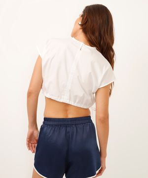 cropped de algodão com amarração off white