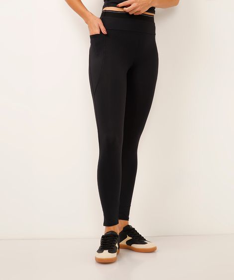 calça legging com bolsos esportiva preta